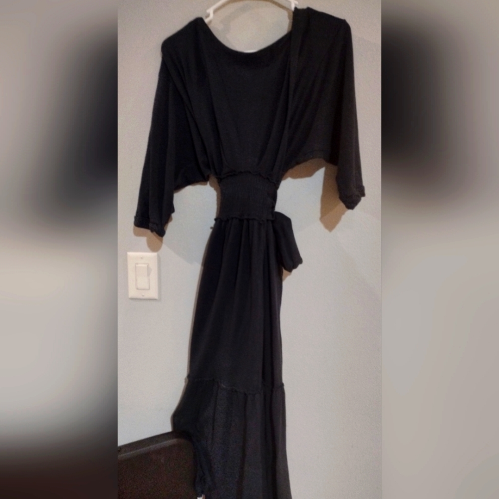 Free People FP Beach Garcia Hemp Midi Dress In Black Size XS